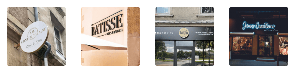 Explorez nos enseignes extérieures modernes et attractives pour renforcer la visibilité de votre commerce et attirer davantage de clients